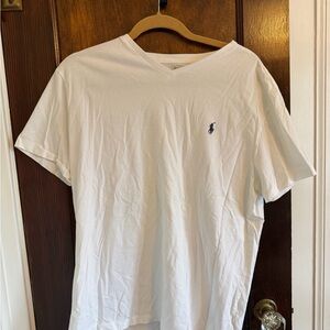 Polo by Ralph Lauren White V-Neck Tee with Navy Pony